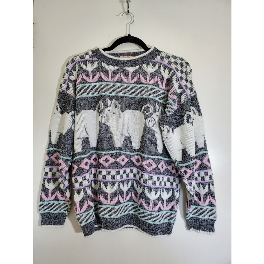 Vintage Pastel Piggy Floral Sweater